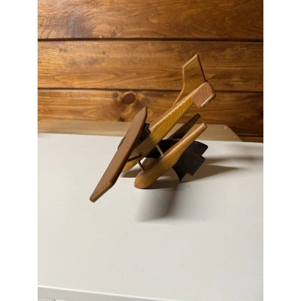 Vintage MCM Carved Wood Airplane Seaplane Model | Parts/Repair/Replacement Only